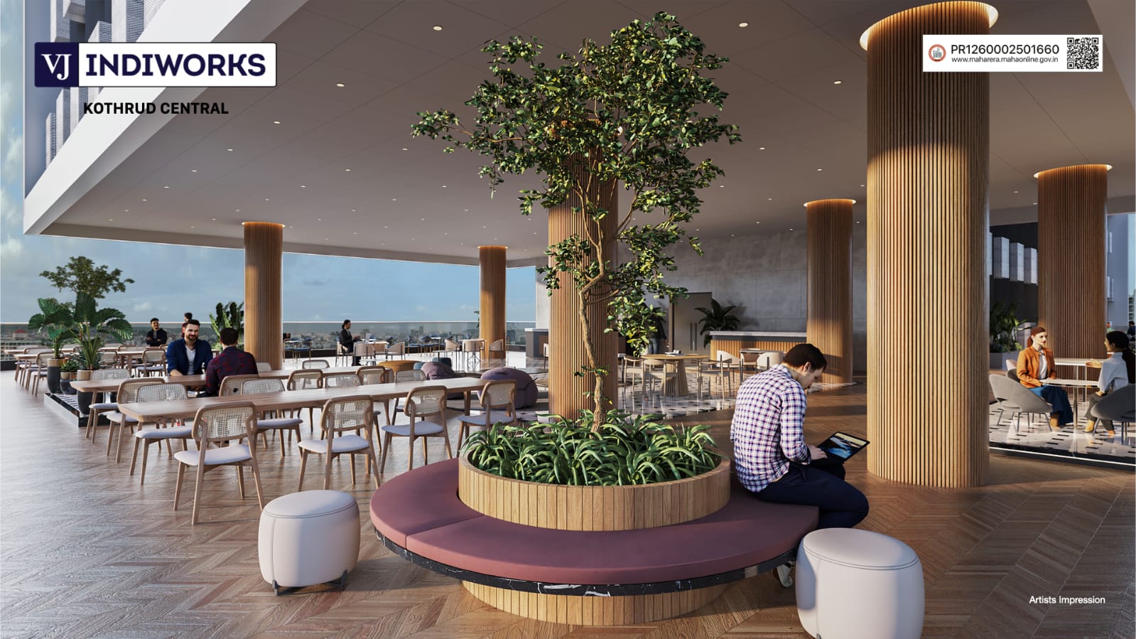 VJ Indiworks Kothrud Central | Premium Office Spaces in Pune Open to Sky Cafeteria