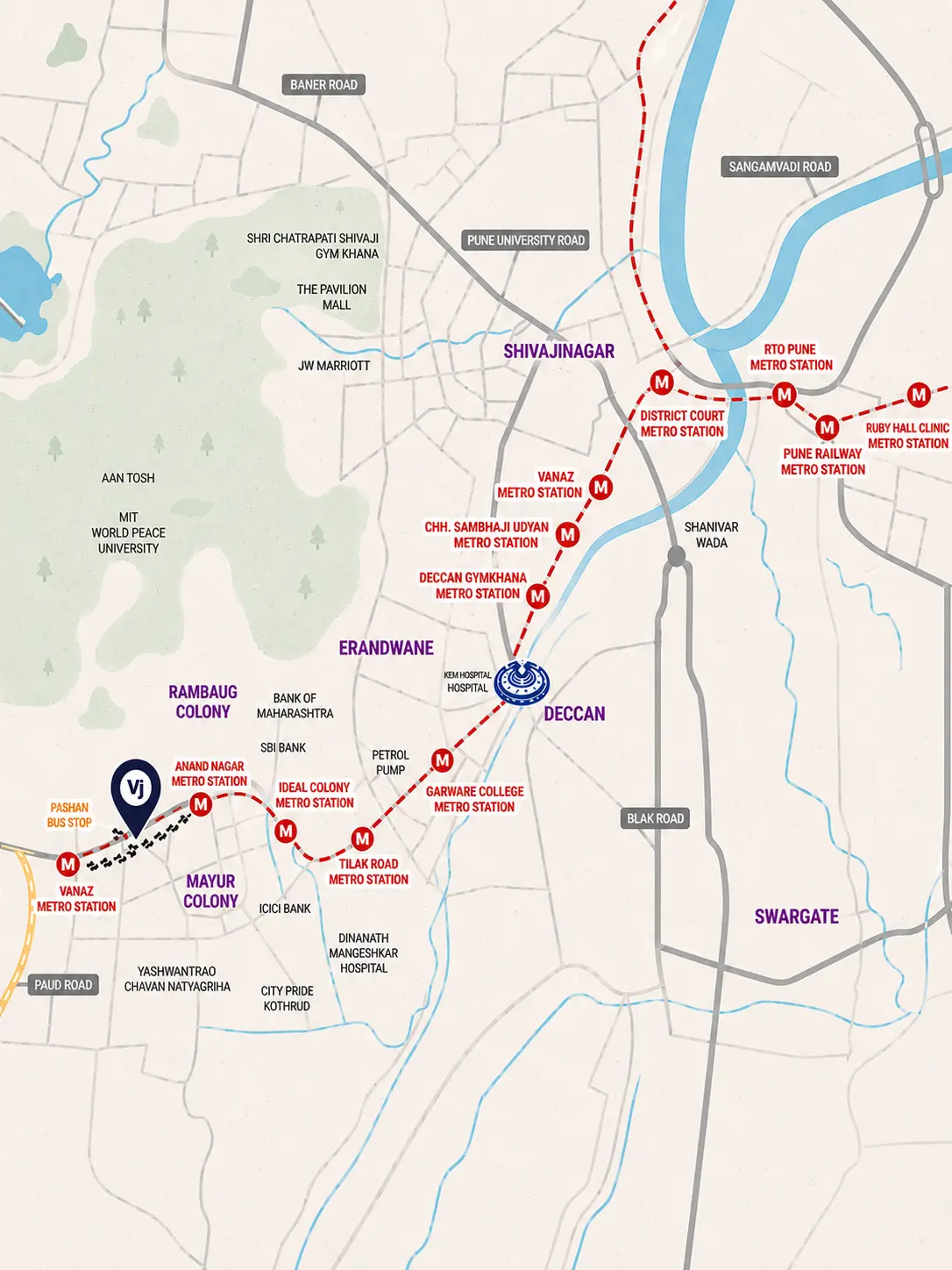 VJ Indiworks Kothrud Central | Premium Office Spaces in Pune VJ Indiworks Kothrud Location Map